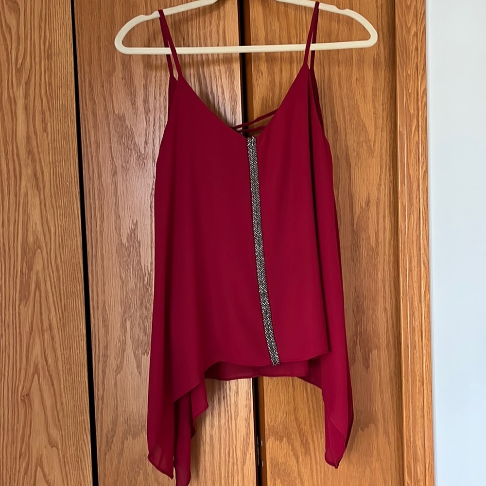 Emmelee Tank Blouse with Beading. Medium. Red.
